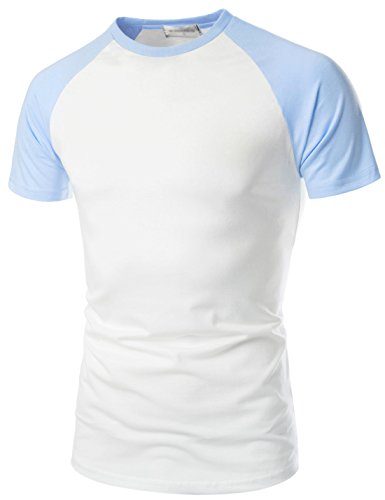 TheLees (NKRST622 Prime Unisex Slim Fit Crew Neck Short Sleeve Raglan T-Shirts WHITESKYBLUE US XS(Tag Size S)