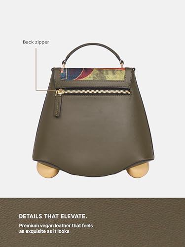 Image of ZOUK Women's Svara Sling Bag | Vegan Leather Bag | Crossbody + Top Handle with Adjustable Strap | Evening & Festive