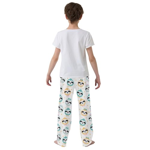 ZZXXB Lovely Sloth Boys Long Pants Soft Trousers Elastic Waist Kids Lounge Bottoms with Pockets S-XL3