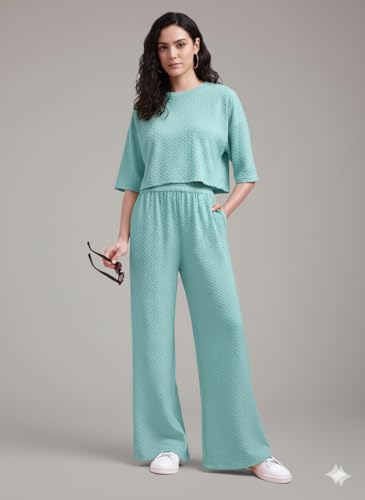 Image of Zilcon Women Bricks Wool 2 Piece Sets for Women Casual Summer Travel Vacation Outfits Pajama Sets Cap Sleeve Lounge Set