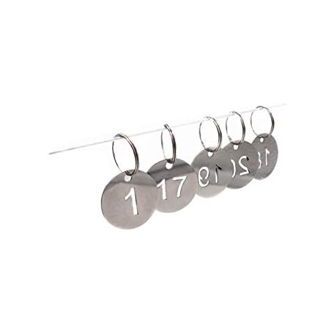 NanTun 30mm 304 Stainless Steel Key Tags with Ring 20 pcs, Hollowed Number ID Tags Key Chain, Numbered Key Rings - 1 to 20 Cover