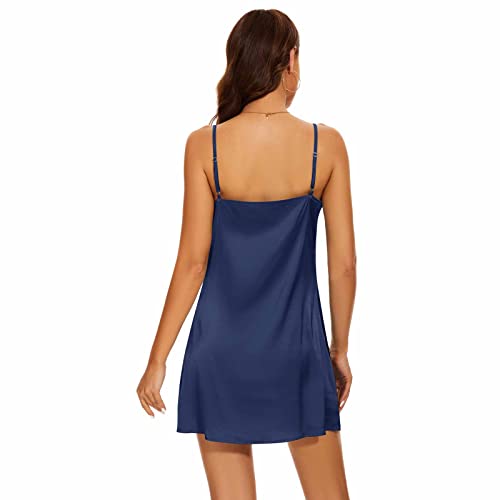 Image of Women's Long Silky Tank Top Adjustable Spaghetti Strap Camisole Slip Dress