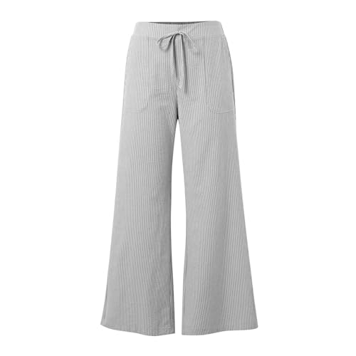 Womens Striped Linen Pants Low Rise Plus Size Fashion Drawstring Elastic Waist Casual Palazzo Trousers With Pockets4