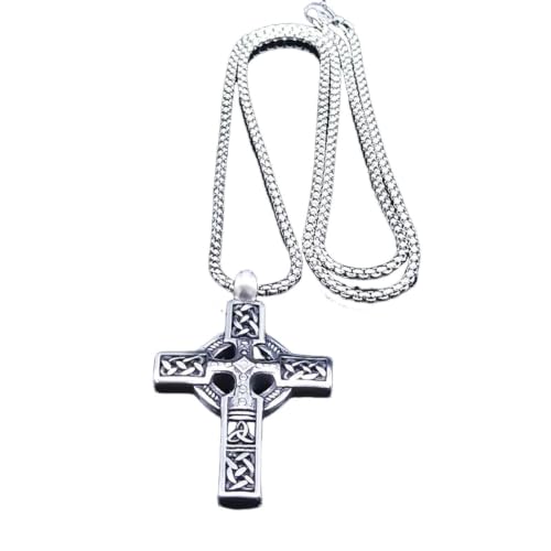 Collier croix irlandaise vintage avec chaîne viking nordique pour homme et femme