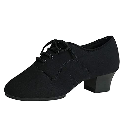 JHDPH3 Cordón de Las Mujeres a Mediados de bajo Bloque Hacón de Balance Latino Shoes de Baile Confort Oxford Jazz Tap Ballet Sandalias (Color : Black, Size : 4 UK) Cover