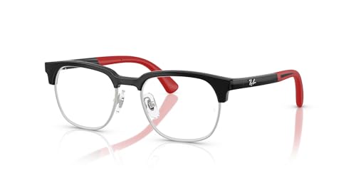 Ray-Ban Kids' RY1641 Square Prescription Eyewear Frames, Black On Silver/Demo Lens, 48 mm2