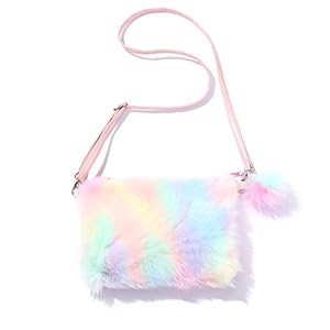 Regenboog Pluche Tas Handtas Crossbody Tassen Praktische Mooie Meisje Portemonnee Telefoon Tas Schoudertas Voor Kinderen Peuter Meisjes Halloween Kerstfeest