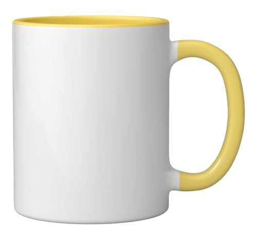 Taza de cerámica 11 oz color amarillo y blanco miniatura 2