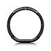 Ergocar Forma di D Fibra di Carbonio e Pelle PU in Microfibra Coprivolante Antiscivolo Coprivolante per Auto Universale Sport Traspirante Per diametro 38 cm（15"）-Nero Rosso
