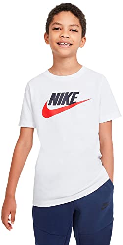 Nike B NSW Tee Futura Icon TD T-Shirt à Manches Courtes Homme, Blanc/Obsidian/(Rouge Université),M