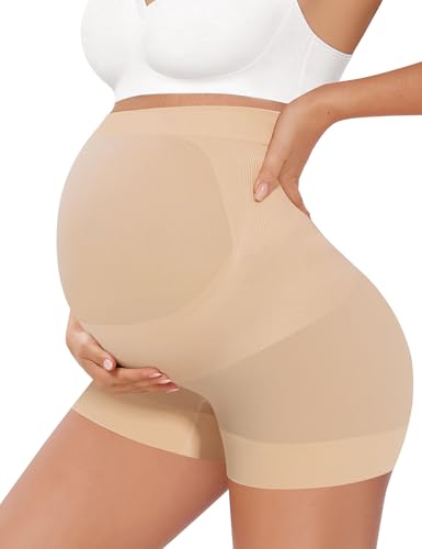 Peauty Maternity Shapewear Maternity Underwear Under Dresses Boyshorts Panties Pregnancy Must Haves Pregnancy Shapewear Summer Pink White Dress Baby Shower Dress Photoshoot (Nude M)