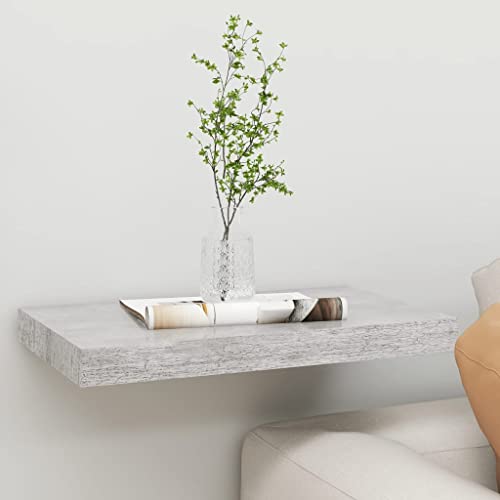 UJCHVHN Estante de pared flotante gris concreto 50 x 23 x 3,8 cm, MDF, estantes, estantes de pared y repisas