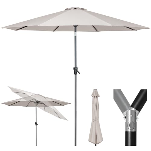 Image of Tempera Patio Market Outdoor Table Umbrella with Push Button Tilt and Crank, Large Sun Umbrella with Sturdy Pole & Fade Resistant Canopy, Easy to Set