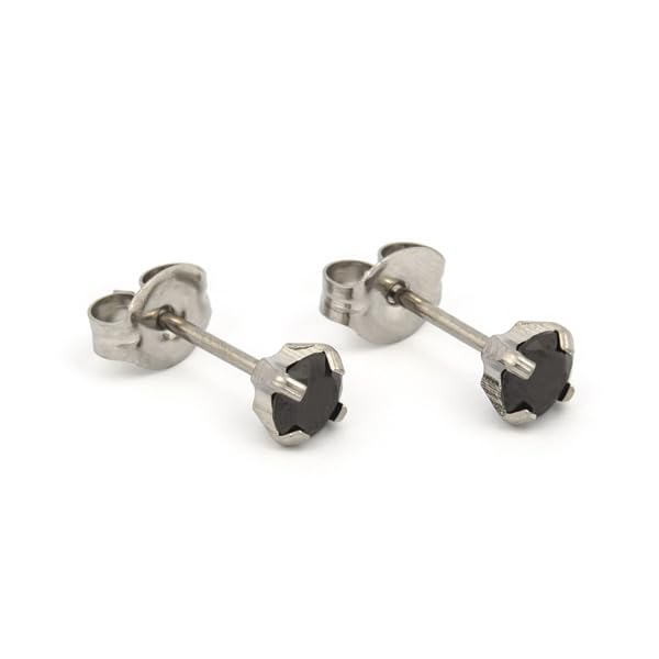 Black Cubic Zirconia 4mm Stainless Steel Personal Piercer