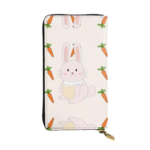 Leather Wallet - Stylish and Functional Wallet for Women with Multiple Compartments and Zipper Design Smiling Rabbit Prints, Black, One Size