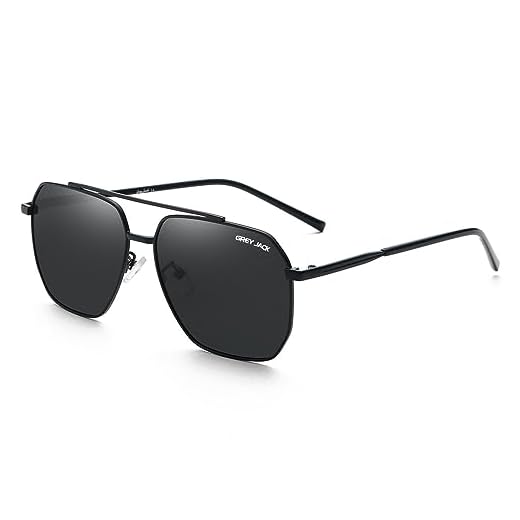 grey jack Square Polarized Sunglasses for Men and Women 1811 Black Frame/Black Lens