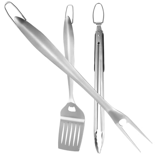 Set de 3 utensilios para parrilla de acero inoxidable miniatura 1