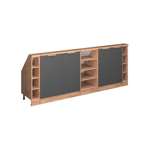Vicco Conjunto de armarios para Techo Inclinado, Antracita-Oro, 210 cm Lote de 5