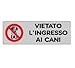 TLDSHOP® - Etichetta ADESIVA 15 x 5" VIETATO L'INGRESSO AI CANI" - Orizzontale - Contenuto confezione: 5