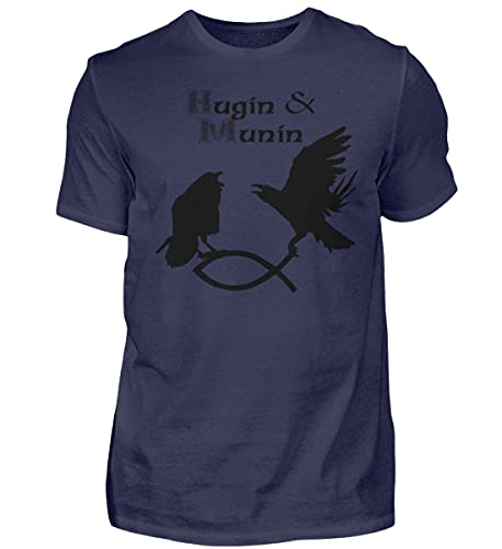 T-shirt bleu homme XXXXL Hugin & Munin en coton confortable