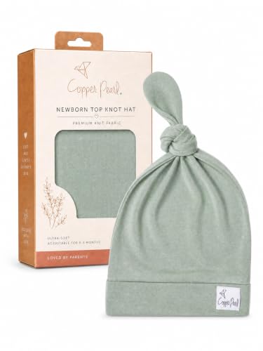 Copper Pearl Baby Beanie Hat Top Knot Stretchy Soft Briar