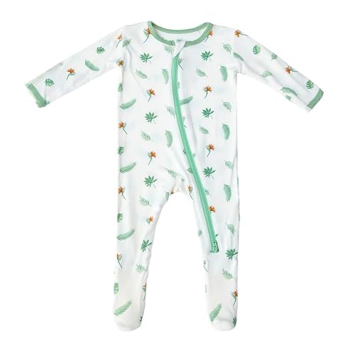 Image of Bird of Paradise Footie for baby - 95% Viscose made from bamboo, 5% Spandex - Imported (Bird of Paradise, 0-3 Months)