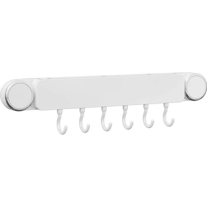 キッチンツールラック 吸盤式  収納 6個フック ホワイト