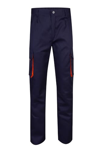 Velilla 103004 - Pantaloni Multitasche (Taglie 54) Colore Blu Marino e Arancione