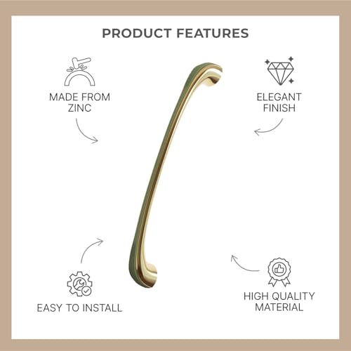 Image of LAPO 6 Inch Cabinet Handles for Kitchen, Designed for Cupboard Panels and Drawer Units, Balanced Grip Hold, Simple Screw Installation, Anti Fade Surface, Hole to Hole 13.2 cm (Green Gold, Pack of 6)