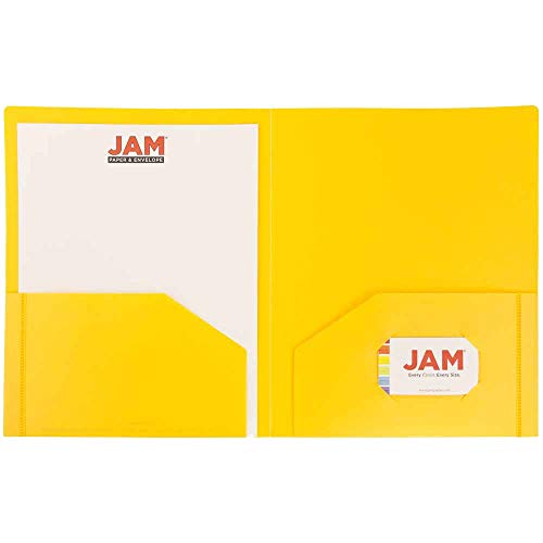 JAM-PAPER-Heavy-Duty-Plastic-2-Pocket-Extra-Tough-School-Folders-Yellow-6Pack