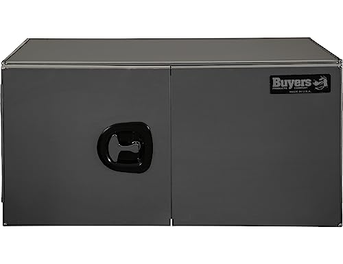 Image of Buyers Products 1705410 Silver Pro Series Smooth Aluminum Underbody Truck Box with Barn Door, 18x18x48 Inch, Durable Vehicle Tool Box for Storage and Organization