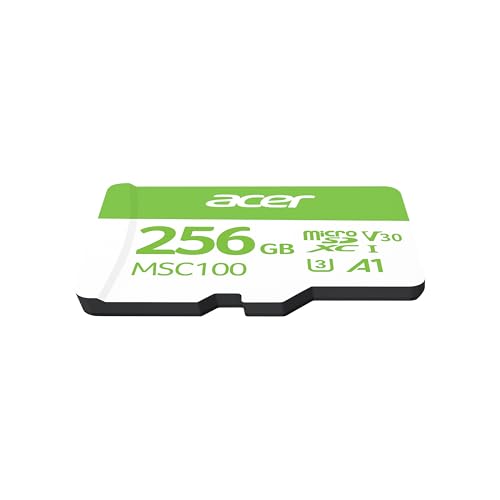 Image of Acer MSC100 MicroSD Card 256G UHS-I U3 V30 A1, Up to 100MB /s Read Speed, 4K Video Recording, Compatible with Smartphones Cameras Tablets Drones| 5-Year Limited Warranty