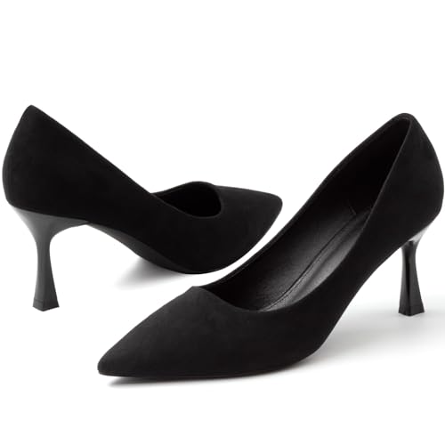 Kitten Heels Pumps Women Pointed Closed Toe Pumps Shoes for Work Wedding Party Slip-On Pumps Shoes for Lady Size 6-103
