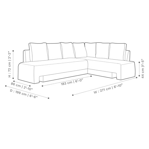 Image of Rosebell L-Shape 5 Seater Sofa Cum Bed, Sectional Couch with Cushions, Space Saving Corner Sofa, Modern Foldable Seating & Sleeping Solution for Living Room, Guest Room & Small Spaces - Blue Color