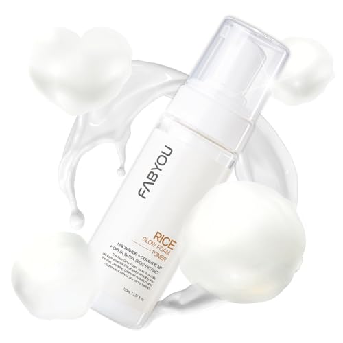 FABYOU Tónico de espuma Rice Glow de 150 ml, cuidado de la piel coreano, hidrata y mejora la luminosidad, tónico de vidrio para la piel con extracto de arroz y niaci