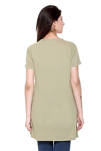 Image of Plush Women's Long Printed Cotton Round Neck Half Sleeve T-Shirt /Tshirts (DPL-PT-001)