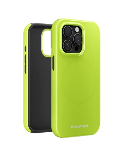 Image of DailyObjects Polycarbonate Enamel Bumper Magsafe Case For iPhone 14 Pro Max Compatible With Magsafe Wireless Charging | Lime Magnetic Back Cover