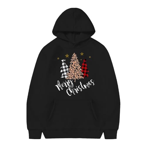 Jumper Kids Sweatshirt Boys and Girl Christmas Snowflake Hoodie Winter Warm Xmas Print Pullover Sweatshirts (Black, 12-13 Years)