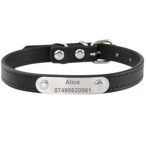 Suiecuor Collare per cani in pelle personalizzato collare cane con Targhetta Personalizzata in acciaio Inox collari per cani Taglia Piccola Media Grande