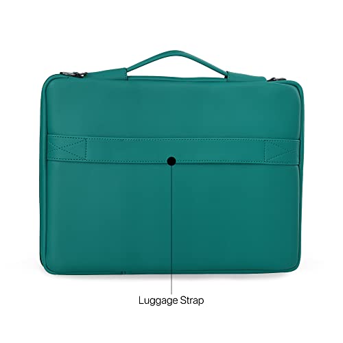 Image of Vaku Luxos MESTELLA Laptop Messenger Bag for Men and Women compatible with MacBook 14 inch Premium Collection Refined Leather Sleeve with adjustable Strap Highly Durable (Sea Green)