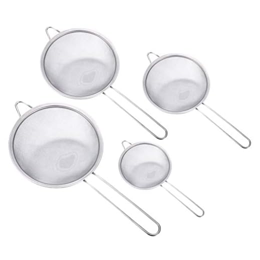Angoily 4St Fint Nät Rostfritt Stål Silar Handhållet Mjöl Sikt Scoop Finmask Skärm Bakverktyg För Socker Mjöl Kaffepulver Te 14Cm 16Cm 18Cm 20Cm