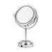Produktbild JING Vergrößerungsspiegel Mit Licht 3x,3X Vergrößerungs Vernickeln LED-Licht-Spiegel Vanity Kosmetik Doppelseitiger Spiegel Portable For Home Reise,Beleuchteter Make-up-Spiegel ( Color : Silver )