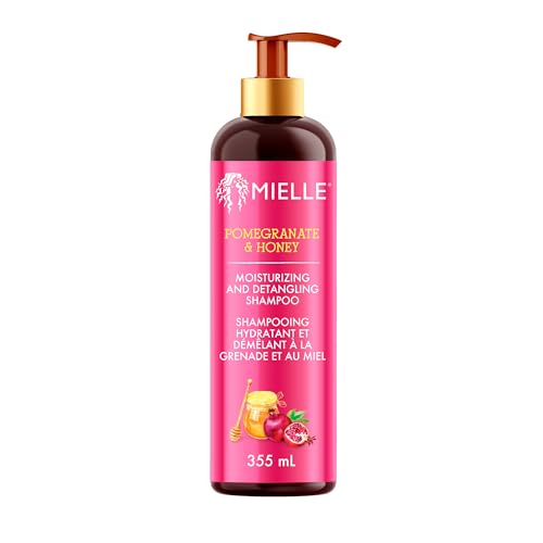 Mielle Pomegranate & Honey Detangling & Moisturising Shampoo - Curly Hair Shampoo for Women - Enriched with Honey & Babassu Oil to Lift Dirt Loosen Tangles & Retain Moisture 355 ml (Pack of 1)