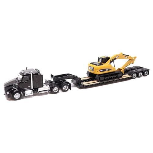 Diecast Masters 1/87 Kenworth T880s SBFS 40in Sleeper Tandem Tractor w/Lowboy & Caterpillar 320D L...