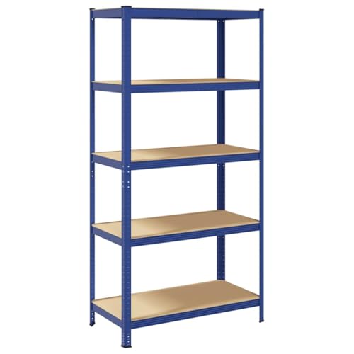 Eleganz Estantería para cargas pesadas con 5 estantes, color azul, 100 x 50 x 198 cm, con acero y material de madera, soporta hasta 875 kg