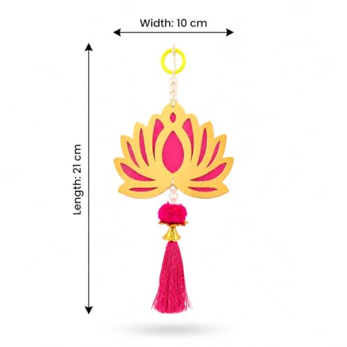 Image of JH Gallery Pink Tassel Lotus for Ganpati Decoration Items for Home - Handmade Ganesh Chaturthi Backdrop Decoration, Mandir & Balcony Hanging (8 Inch, Pack of 5)
