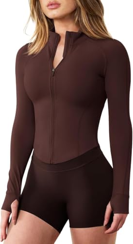 Image of GYM RAINBOW Womens Snatched Workout Jackets Lightweight Zip Up Slim Fit Gym Track Athletic Jackets with Thumb Holes