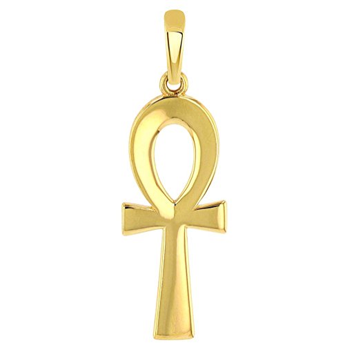 Religious by Jewelry America Solid 14K Yellow Gold Plain and Simple Egyptian Ankh Cross Pendant