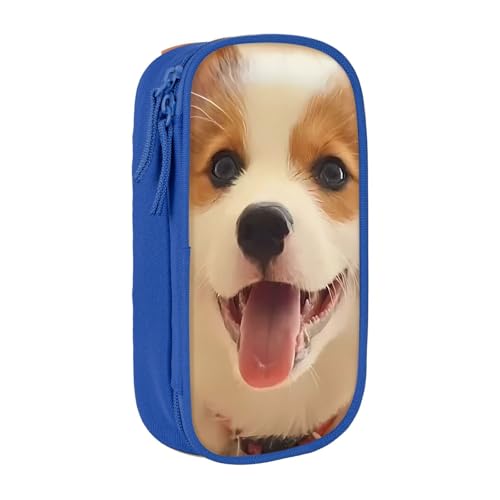 コーギー犬ペンケース 文具 ファッション 収納 筆袋 多功能 中の高校生 軽い量 男女通用 鉛筆の箱 学生 児童 誕生日 入学 贈り物 包 収納包 Blue