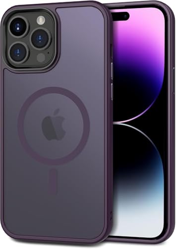 Image of iPhone 14 pro Magsafe Hard Back Case | Matte Design & 360 Protection | Military-Grade Apple iPhone 14 pro Cover | Strong Magnet Back - Purple